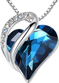 Leafael Valentine's Day Gift Necklaces for Women, Infinity Love Birthstone Heart Crystal Pendant, Birthday Anniversary Jewelry for Wife, Mom, and Her, Silver Plated, 18" + 2" Adjustable Chain