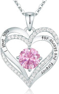 CDE Valentine's Day Gift Forever Love Heart Necklaces for Women, Wedding Anniversary, Birthday Mothers Christmas Day Gifts for Mom, Mother, Wife, S925 Silver Jewelry with Birthstone Pendant