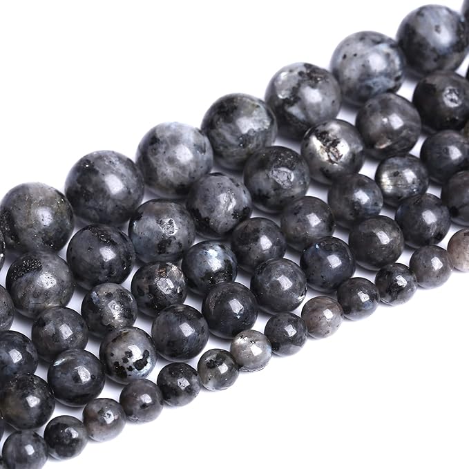 A Natural Black Labradorite Stone Beads Round Larvikite Beads for Jewelry Making DIY Bracelet 4 6 8 10 12MM 15" Strand Wholesale (Black Larvikite Labradorite Beads, 12mm)