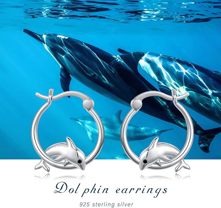 JUSTKIDSTOY Hypoallergenic Panda/Unicorn/Hummingbird/Dolphin Hoop Earrings for Women 925 Sterling Silver Animal Huggie Hoop Earrings Jewelry Gifts for Sensitive Ears