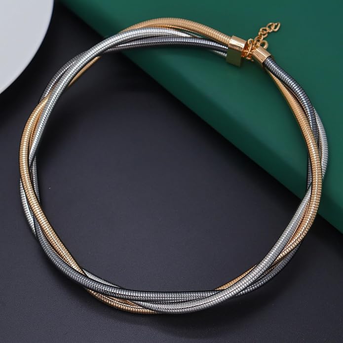 Chunky Gold Snake Chain Choker for Women Stainless Steel Layered Collar Necklace Punk Gothic Y2K Statement Jewelry Gift