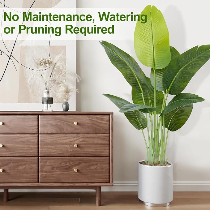 Lifelike Bird of Paradise Artificial Plant 4ft Faux Banana Leaf Tree - Image 8