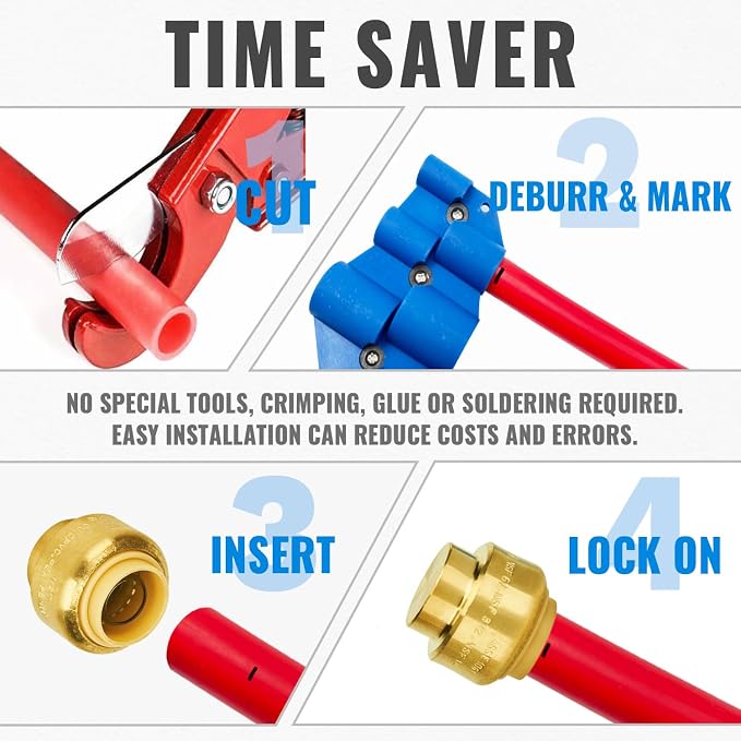 10-Pack Push Fit End Cap, 1/2-Inch Push-to-Connect PEX Fittings | Brass - Image 5
