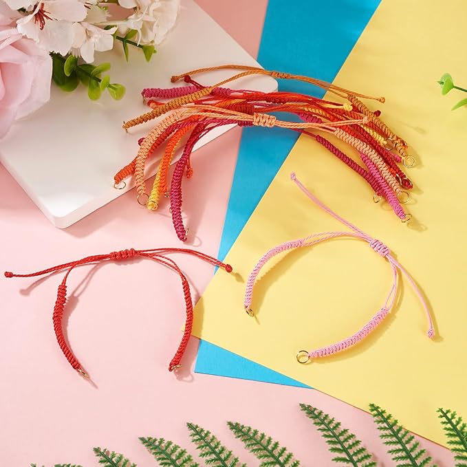 30Pcs Braided Adjustable Cord for Bracelet,Semi Finished Friendship Bracelet String,Waxed Polyester Cord Adjustable Bracelet Knot Rope Handmade Braid String for Jewelry Making DIY Craft