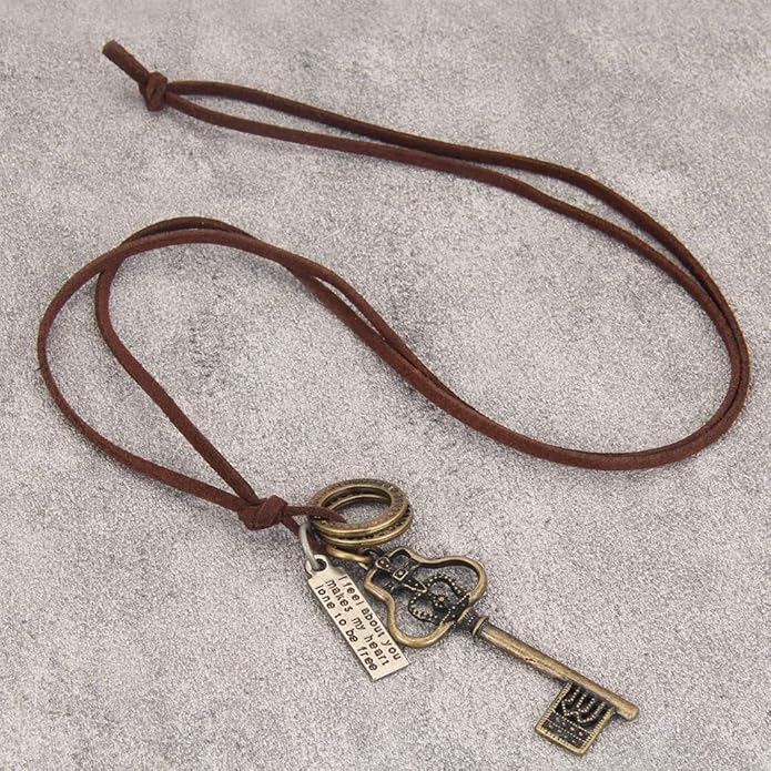 GelConnie Boho Necklaces for Women Vintage Silver Circles Long Pendant Necklace Cowgirl Sweater Necklace Adjustable Leather Choker Necklace for Women