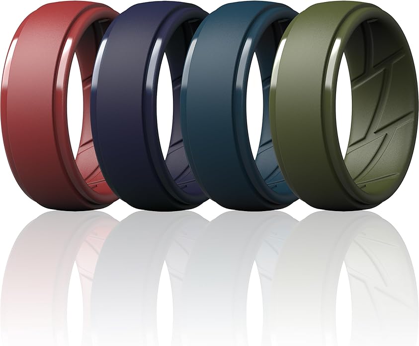 ThunderFit Men's Silicone Rings 10mm Wide 2.5mm Thick Rubber Bands, Breathable, Variety Multipack 1-10
