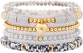 Heishi Beaded Stretch Bracelets for Women Stackable Polymer Clay Beads Bracelets Friendship Boho Summer Beach Bracelet Jewelry Set
