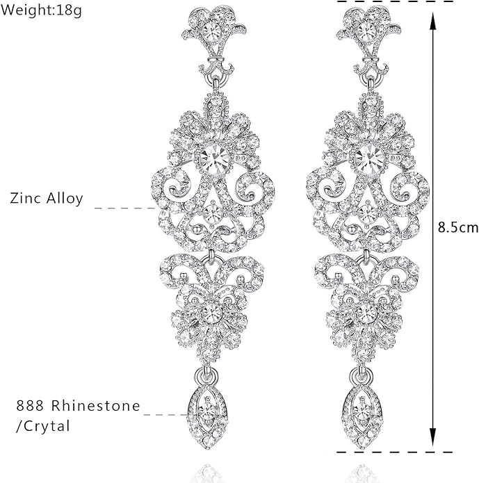 mecresh Gold/Silver Rhinestone Chandelier Wedding Bridal Dangle Earrings