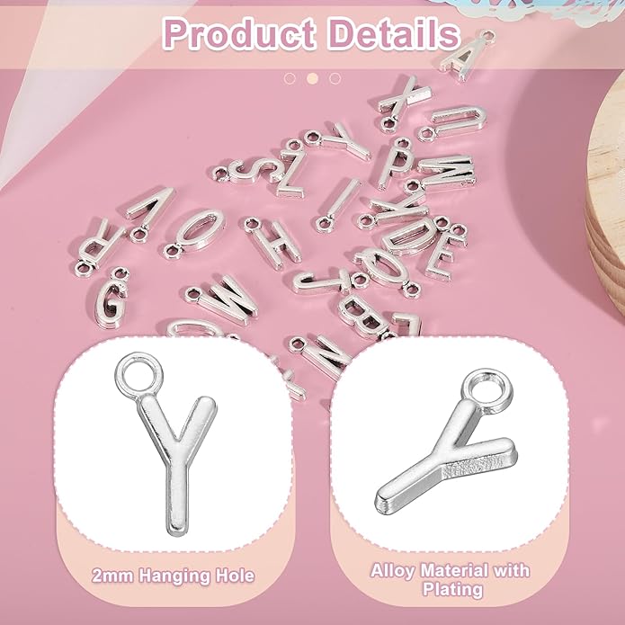 uxcell Letter Charm, Alloy Letter Initial Alphabet Charm for DIY Crafts Jewelry Making Bracelet Earrings Necklace