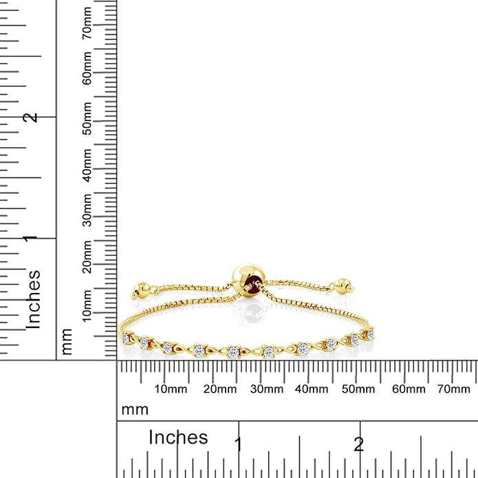 Gem Stone King Round Gemstone Birthstone Tennis Bracelet For Women | 925 Sterling Silver | 2.5MM Round | Fits Up To 9 Inch Wrist | Adjustable Bolo Bracelet For Women | Easy-On Easy-Off