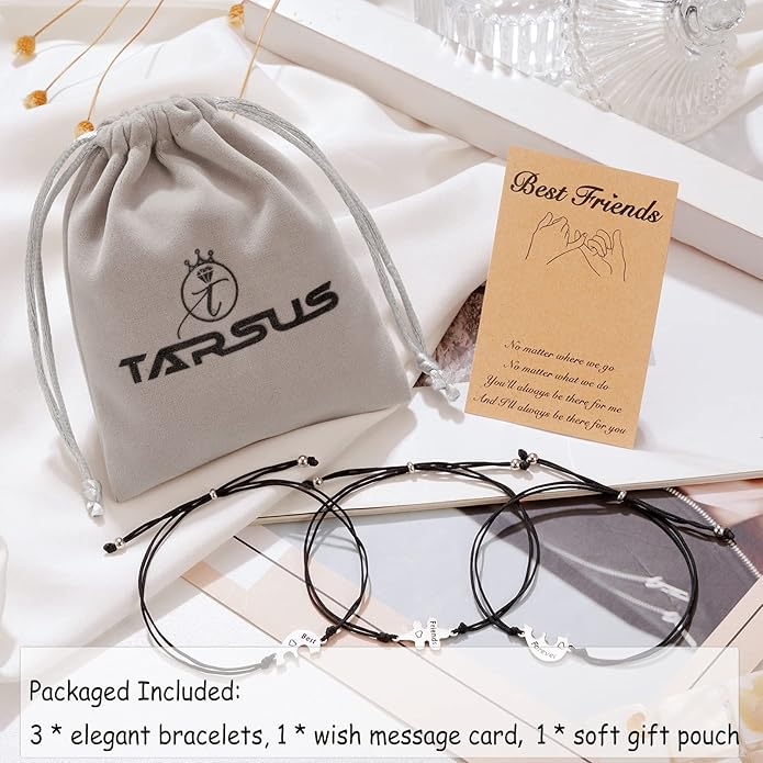 Tarsus Best Friend/Sister Bracelets for 2/3 Heart Matching Bracelets Gifts for Women Girls