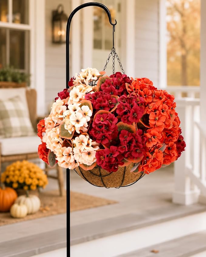 Artificial Fall Flowers for Outdoors, 12 Bundles Faux Geraniums | UV-Resistant - Image 6