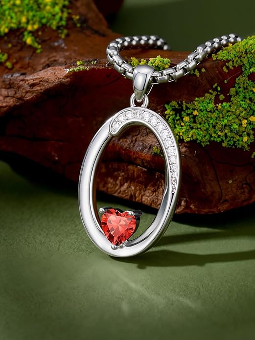 Valentines Day Gifts for Women Alphabet A to Z Initial Birthstone Pendant Necklaces for Women - 18k White Gold Plated Personalized Name Jewelry Valentine Mothers Day Birthday Gifts for Women Her Girlfriend