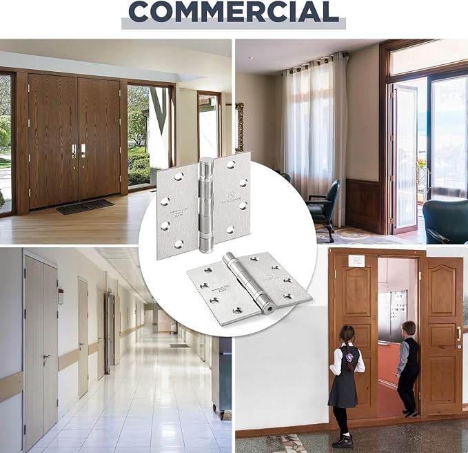 304 Stainless Steel 4.5 Inch Commercial Hinges Brushed Satin Nickel Ball - Image 7