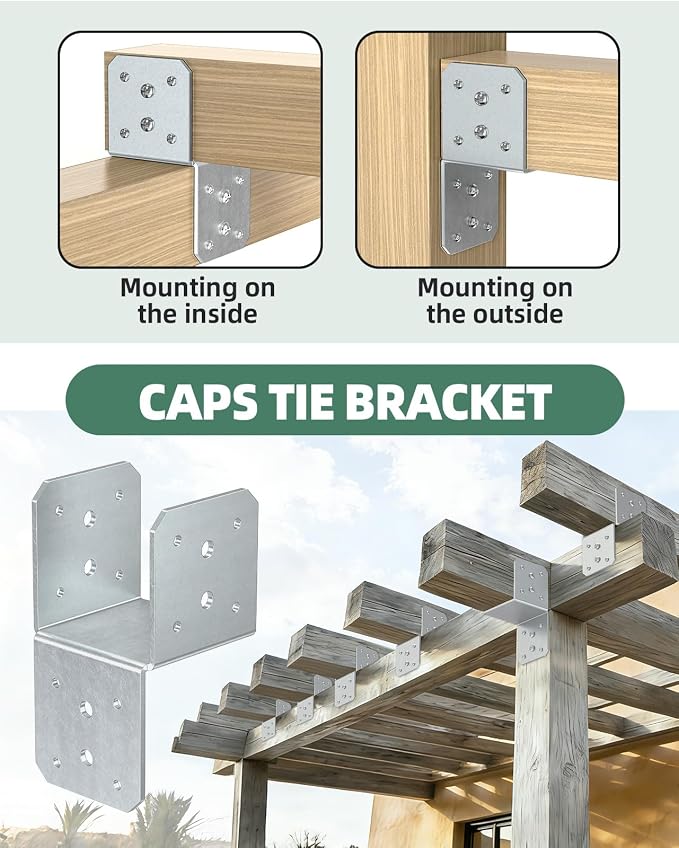 Heavy Duty Angle Brackets for 4x4，4x6 Post, Galvanized 4-Pack | 4MM Thick - Image 5