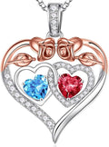 Iefil Valentines Day Gifts for Her - 925 Sterling Silver Rose Heart Necklaces for Women, Anniversary Birthday Gifts for Wife Girlfriend Mom