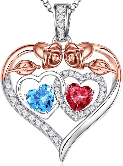 Iefil Valentines Day Gifts for Her - 925 Sterling Silver Rose Heart Necklaces for Women, Anniversary Birthday Gifts for Wife Girlfriend Mom