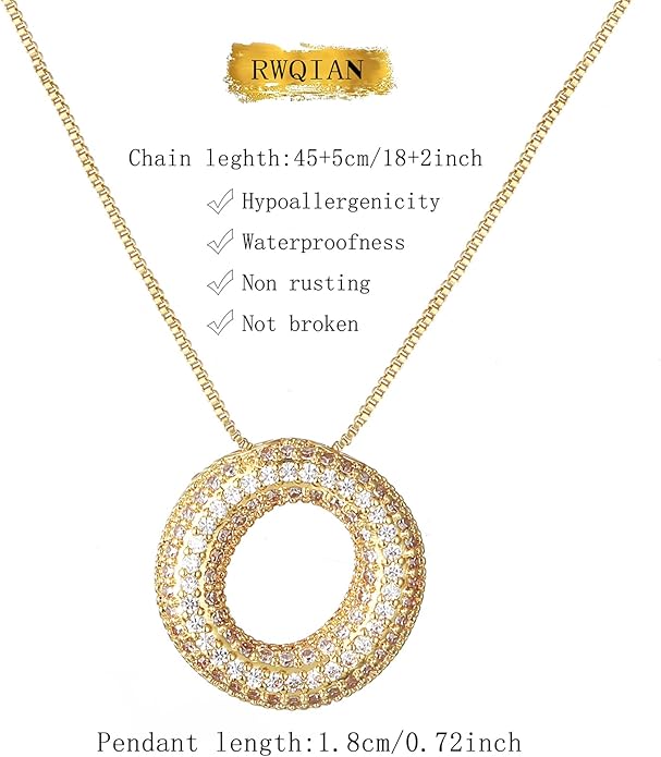 RWQIAN Letter Necklace for Women Bubble, Chunky Initial Alphabet A-Z Pendant Puffy Name Personalized Necklace Dainty Zircon CZ Fashion Jewelry Gifts for Girls Girlfriend