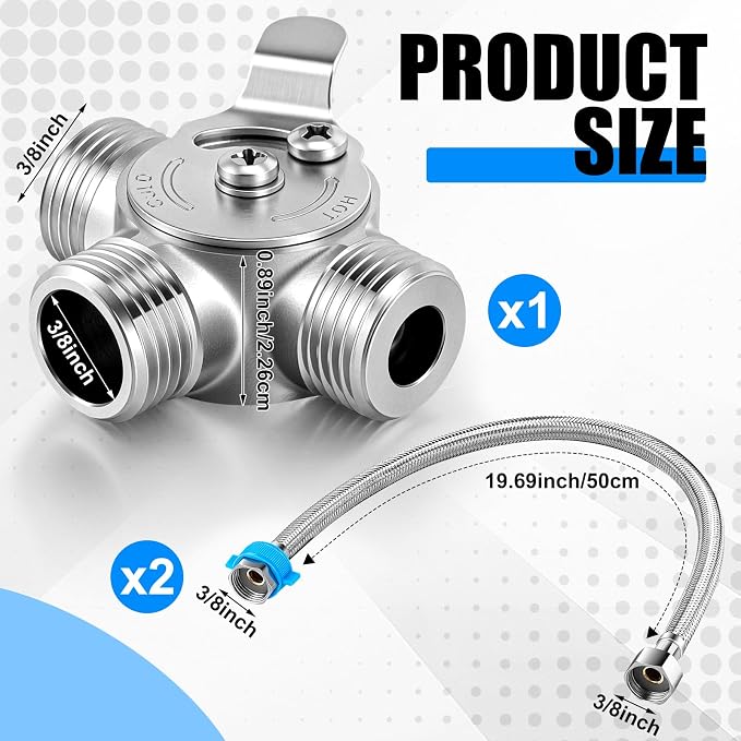 1 Pack 3/8 Inch Brass Manual Thermostatic Shower Water Mixing Valve | Hot and - Image 2