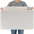 JMvicyroam 65L Large Woven Cotton Rope Blanket Basket, Freestanding by JMvicyroam