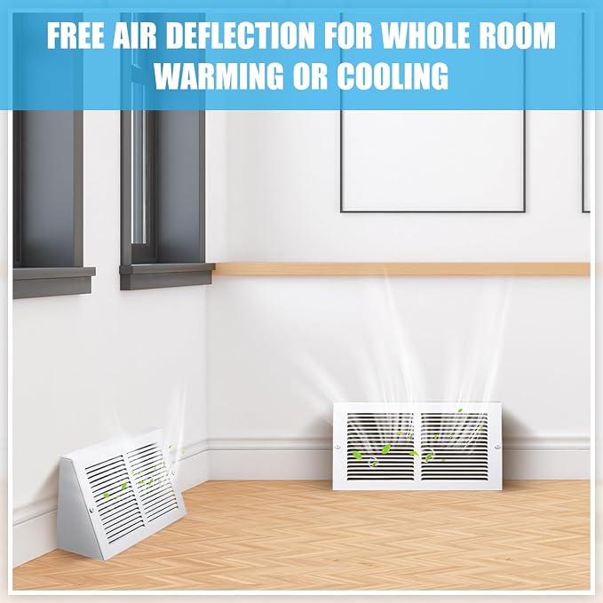 Honeydak 4 Pack Baseboard Register Vent Covers 12" x 6" Duct Opening - Image 5