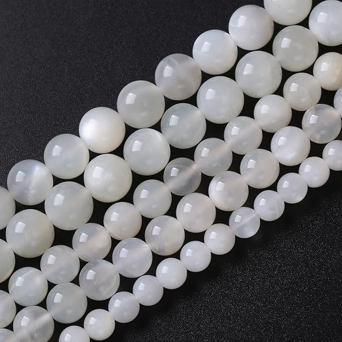 4MM 88PCS Natural White Moonstone Gemstone AAA Grade Crystal Spacer Loose Beads for Jewelry Making DIY Bracelet 15 Inches 1 Strand