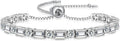 Birthstone Tennis Bracelets for Women White Gold Sterling Silver Gemstone Bracelets Adjustable Chain 6-9 Inchs Jewelry Anniversary Birthday Gifts for Women Mom Wife Her