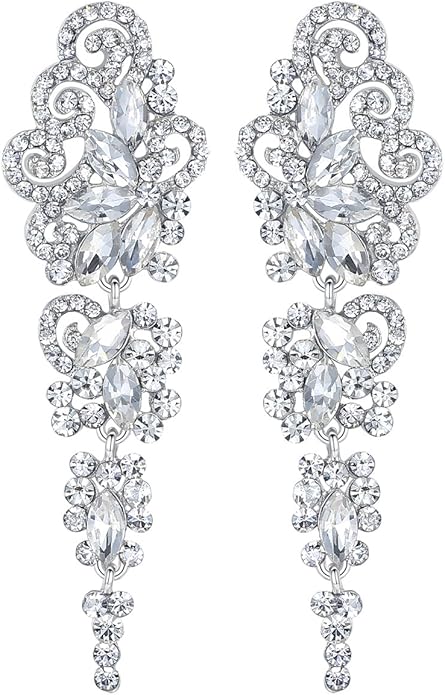 mecresh Marquise Crystal Bridal Chandelier Dangle Drop Earrings Ladies Gifts in Silver/Gold Tone