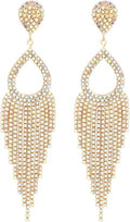 Rhinestone Teardrop with Long Tassel Earrings Sparkly Dangle Earrings for Women