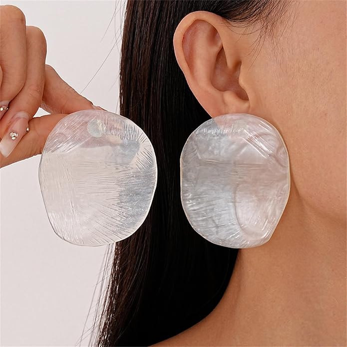Color Resin Acrylic Earrings,Vintage Candy Color Big Round Studs Earring Chunky Exaggerated Geometric Drop Earring Statement Beach Vacation Jewelry