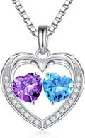 Iefil Valentines Day Gifts for Her - 925 Sterling Silver Heart Birthstone Necklace, Anniversary Birthday Gifts for Women Wife Girlfriend Mom Her