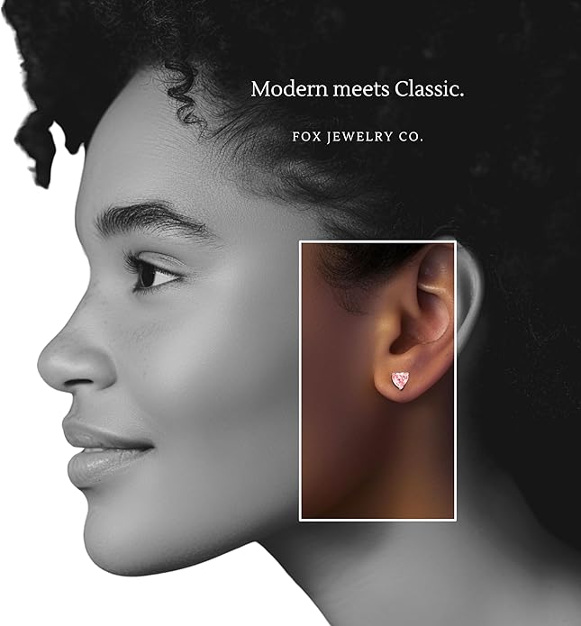 14K White Gold Moissanite Earrings Men & Women, Solid Gold Simulated Diamond and Lab Diamonds Studs for Men & Women, 1ct - 2ct Round, Princess, Heart, Halo Cut, Dangle, Lever or Screw Back Earrings, VVS1, D Color, Pink or Blue - Luxury Gift Box