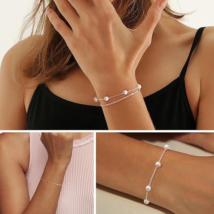 Gold Bracelets Set for Women Stack, Dainty Thick Bracelets Stack for Women Trendy, Simple Thin Gold Plated Cuff Stackable Bracelets With Beaded Cuban Paperclip Snake Rope Bangle Hand Chain Jewelry Gifts for Women Non Tainish
