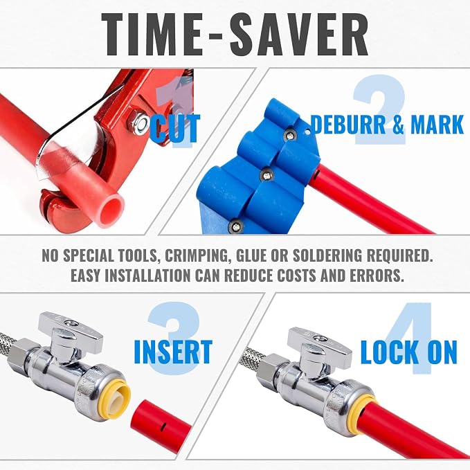 12-Pack Straight Stop Valve, Water Shut Off Valve 1/2" x 3/8" Comp | 1/4 Turn - Image 4