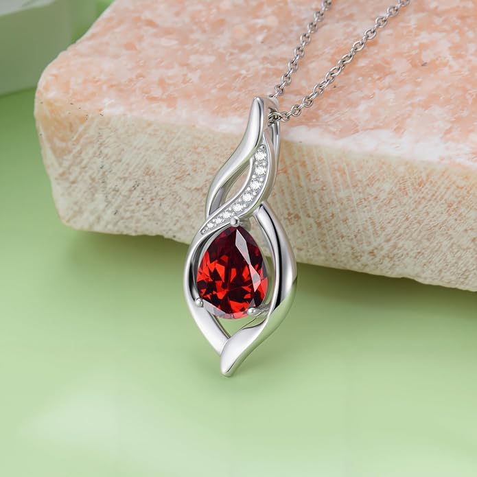 Birthstone Necklace for Women Infinity Necklaces 925 Sterling Silver Teardrop Love Birthday Jewelry Valentines Day Birthday Gifts for Her Mom Wife Girlfriend