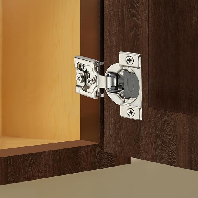 Satin Nickel Cabinet Hinges 1/2 Inch Overlay, 24 Pack | Stainless Steel Build - Image 2