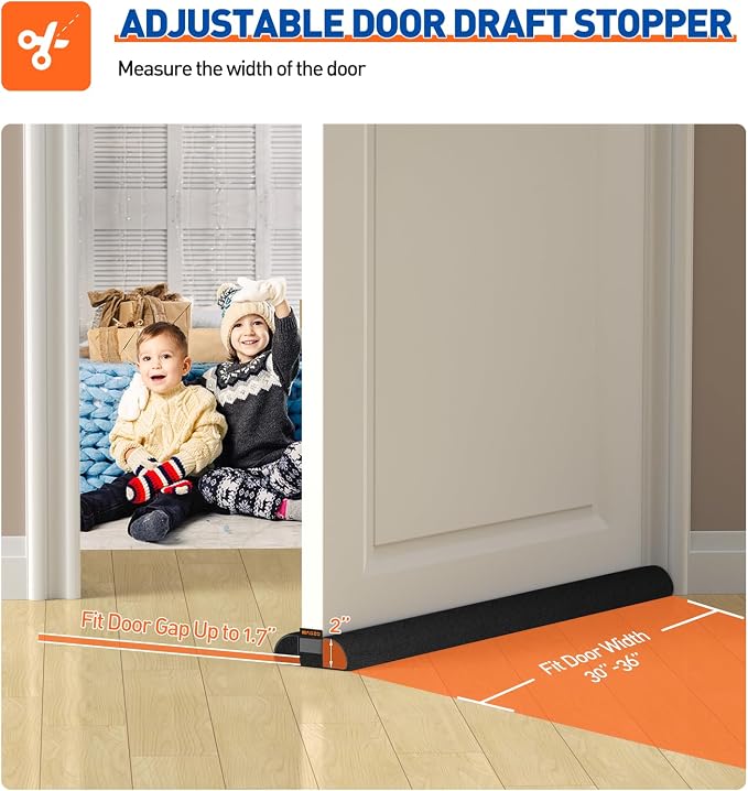MAGZO Under Door Draft Stopper, 2 Pack 36 Inch Adjustable Door Gap Filler - Image 2