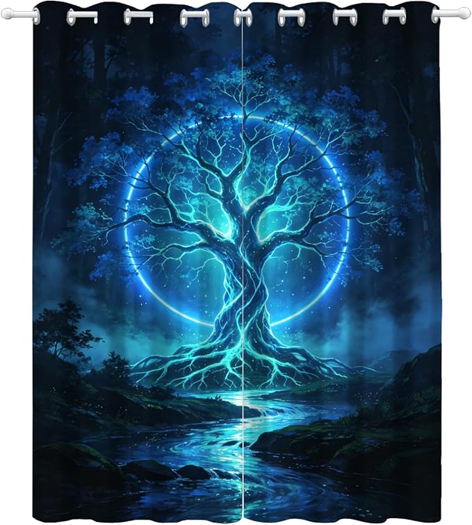 Tree of Life Curtains for Bedroom Living Room Decor, Glowing Tree of Life - Image 4