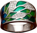 Women Tree of Life Lucky Flower Wide Band Ring Gold Pink Opal Green Enamel Resin Plated Dainty Tree Rhinestone Statement Thumb Index Full Finger Chunky Ring Party Crystal Vintage Jewelry