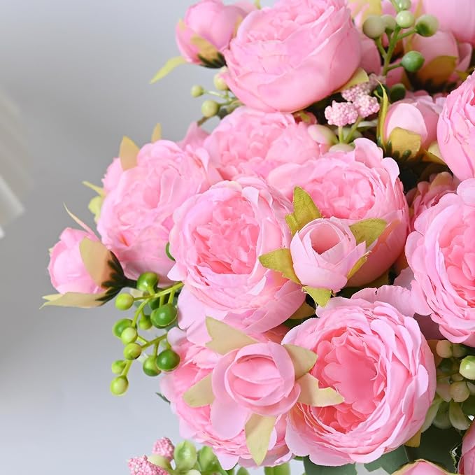 12 Packs Peonies Artificial Flowers, Light Pink Silk Artificial Peonies | Fake - Image 7