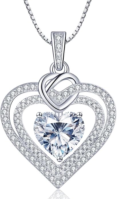 InfinityLove Heart Pendant Necklaces for Women, 2-5 Carat Moissanite Heart Necklace, Anniversary Birthday Christmas Valentine Engagements Mothers Day Jewelry for Wife Her Girlfriend Mom Daughter