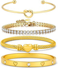 18 K Gold Plated Love Bangle Bracelet Stack Cuff Jewelry for Women Jewelry Set for Women Gift with Box