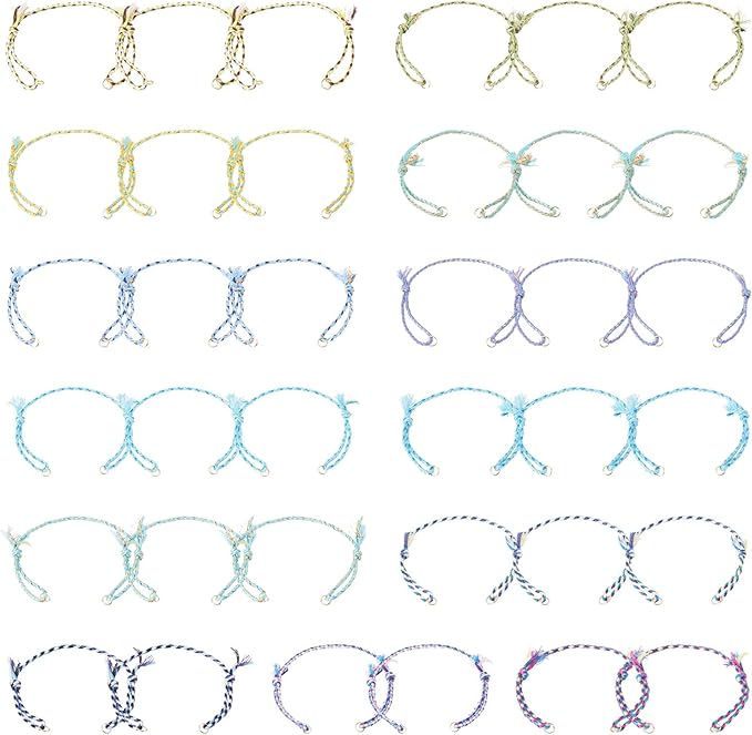 36Pcs Adjustable Braided Cord Bracelets 10-1/4 Inch Colorful Polycotton Adjustable Bracelets,Thread Half Finished Bracelet,Bracelet String with Clasp for Wrist DIY Women Jewelry Making