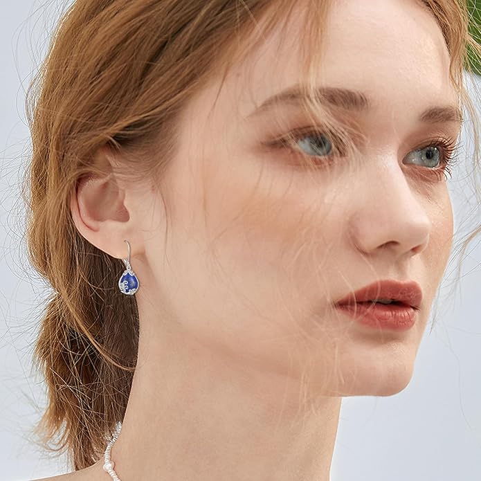 POPLYKE Celtic Filigree Teardrop Drop Dangle Earrings Sterling Silver Leverback Earrings Jewelry for Women