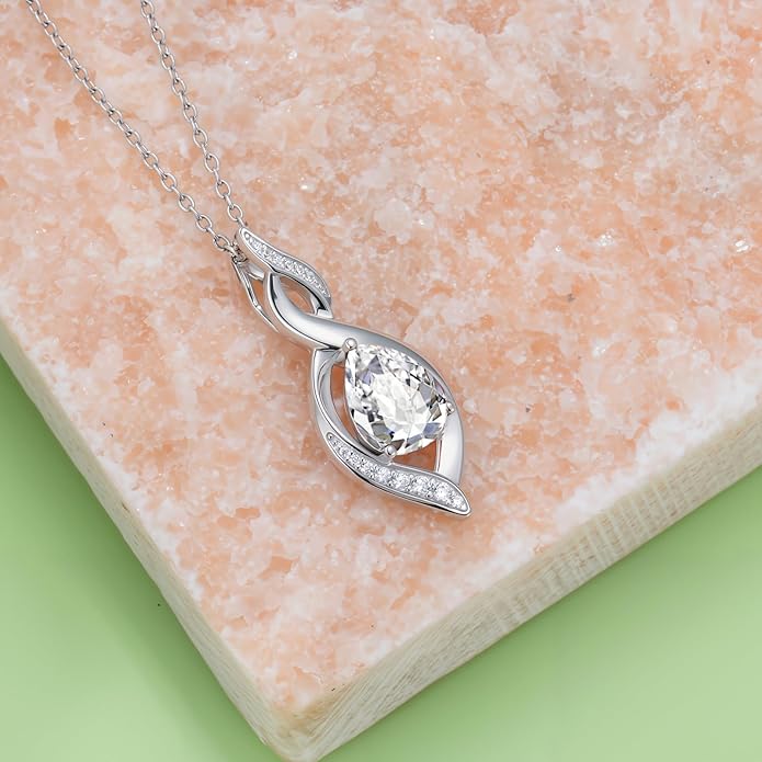Birthstone Necklace for Women 925 Sterling Silver Infinity Love Jewelry Valentines Day Birthday Gifts for Her Mom Wife Girlfriend