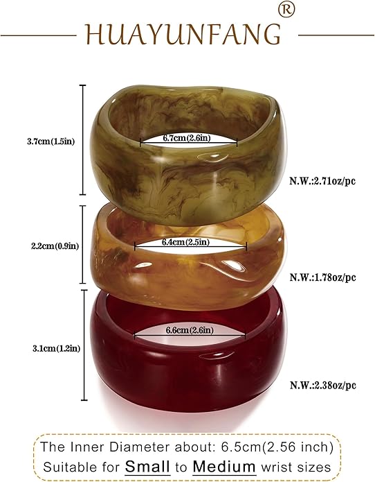 Chunky Resin Bracelet for Women Vintage Tortoiseshell Resin Bangle Bracelets Set Wide Acetate Wristband Acrylic Bracelet Statement Jewelry