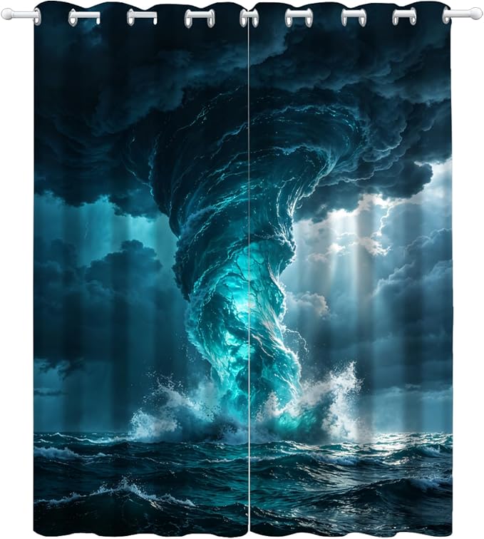 Ocean Storm Curtains for Bedroom Living Room, Snow Mountain Forest Blackout - Image 4