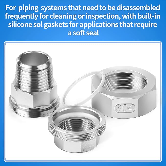 ChillWaves 304 Stainless Steel Cast Pipe Fitting, Union，1" NPT Male x 1" NPT - Image 6