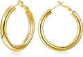 sovesi Chunky Gold Hoop Earrings for Women with 925 Sterling Silver Post, 14K Gold Plated Small Thick Gold Hoops Earrings for Women