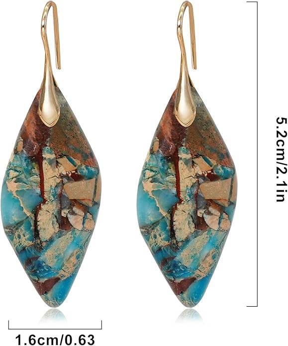 Natural Stone Earrings Multishape Dangle Drop Earrings Boho Stone Earring for Women